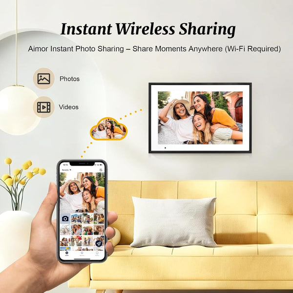 Digital Picture Frame 10.1 Inch Digital Photo Frame 32GB Storage, Wifi Picture Frame With1280X800 IPS Touch Screen, Auto-Rotate Photo Frame Share Your Photos and Videos via Aimor App, Black3