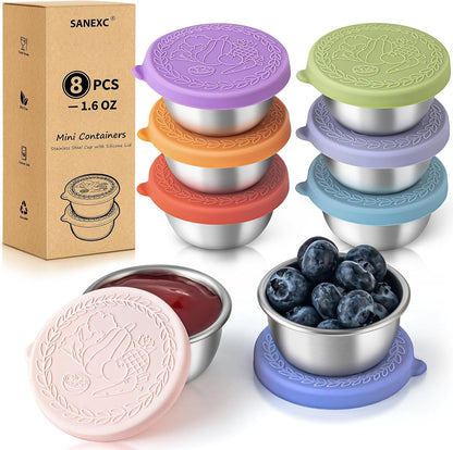 8 Pack - 1.6 Oz Small Salad Dressing Containers to Go, Sauce Cups with Lids1