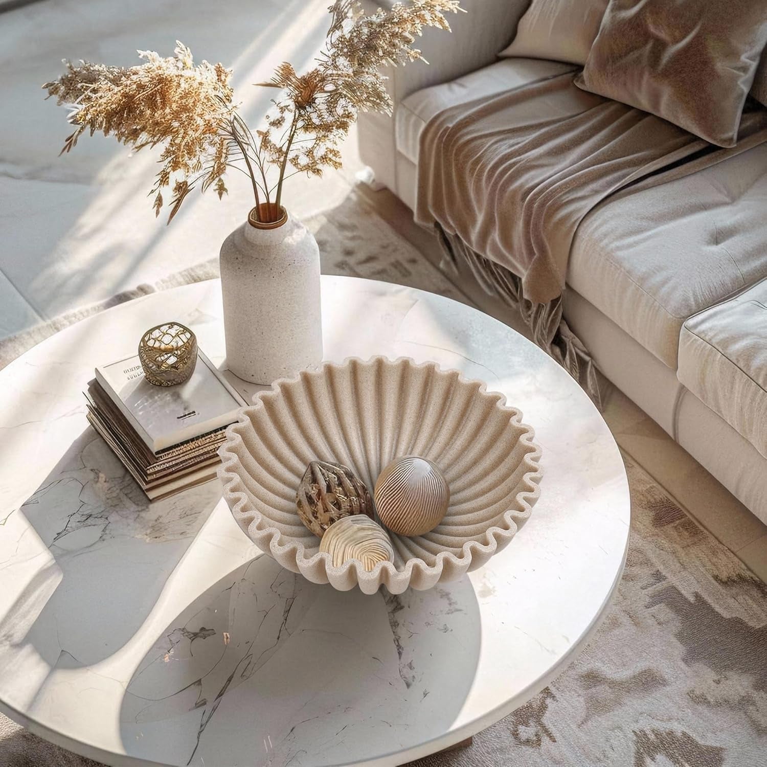large-decorative-bowl-modern-handicraft-bowls-for-home-decor-fruit-bowl-for-kitchen-counter-ruffle-decor-stylish-key-bowl-for-entry-table-artificial-stone-beige