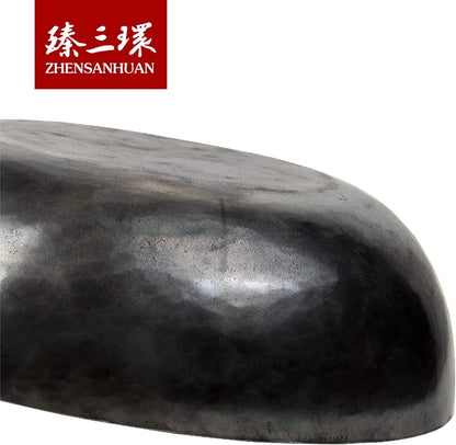 Zhensanhuan Chinese Handhammered Iron Woks and Stir Fry Pans, Non-Stick, No Coating, Induction Suitable, 章丘铁锅，舌尖上的中国，A Bite of China (28CM)3