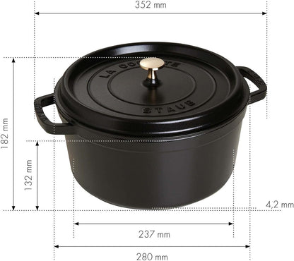 Staub Cast Iron round Cocotte, Dutch Oven, 7-Quart, Serves 7-8, Made in France, Matte Black | Perfect for Batch Cooking, Meal Prep & Large Meals. Braise, Roast & Bake in One Pot. Enameled Coated Cast Iron Dutch Oven3
