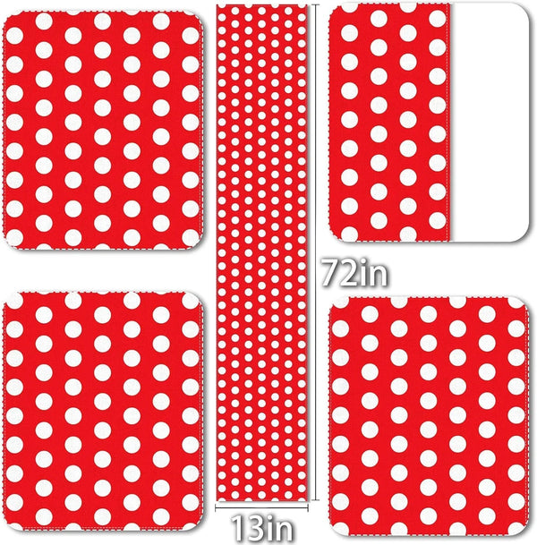 Red Polka Dot Table Runner Mouse Themed Birthday Party Decoration Kids Baby Shower Dining Room Home Kitchen Island Decor (Red, 13" X 72")3
