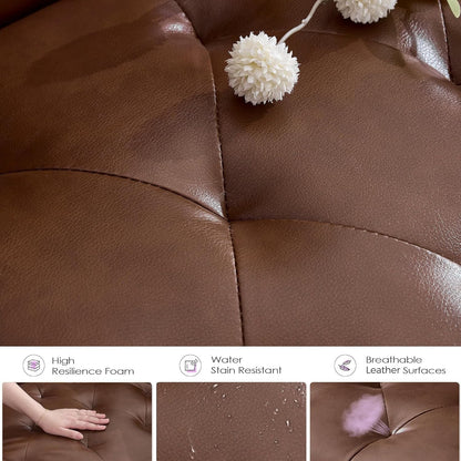62'' Brown Leather Loveseat, Small Couch with USB for Living Room3