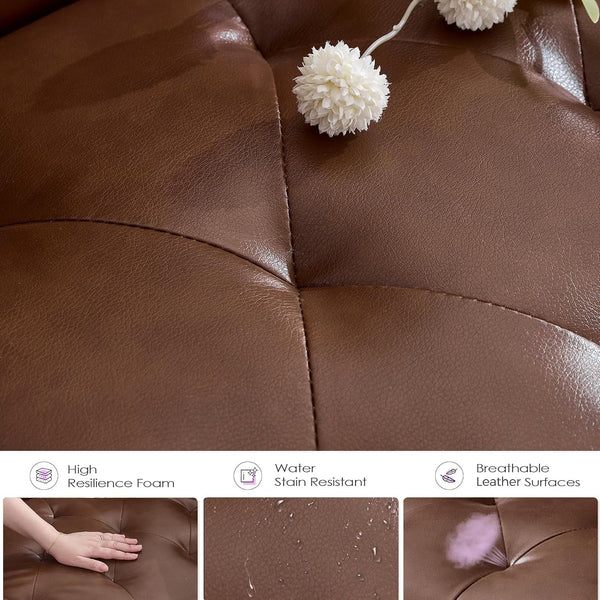 62'' Brown Leather Loveseat, Small Couch with USB for Living Room3