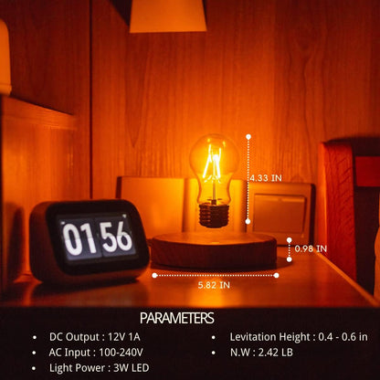 Levitating Bulb Lamp, Magnetic Floating Night Light for Desk Decor | Unique Valentine'S Day Gift for Lovers, Cool Tech Gadget for Home Office, Christmas Birthday Present (Round Classic Bulb)6