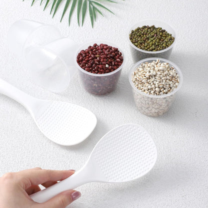 5 Pack Plastic Rice Measuring Cups, 160 Ml Measuring Cup for Rice Cooker, Rice Cup Replacement, Heat Resistant Non Stick, with 2 Pack Rice Paddle Rice, Kitchen Supplies, Dog Cat Food Measuring4