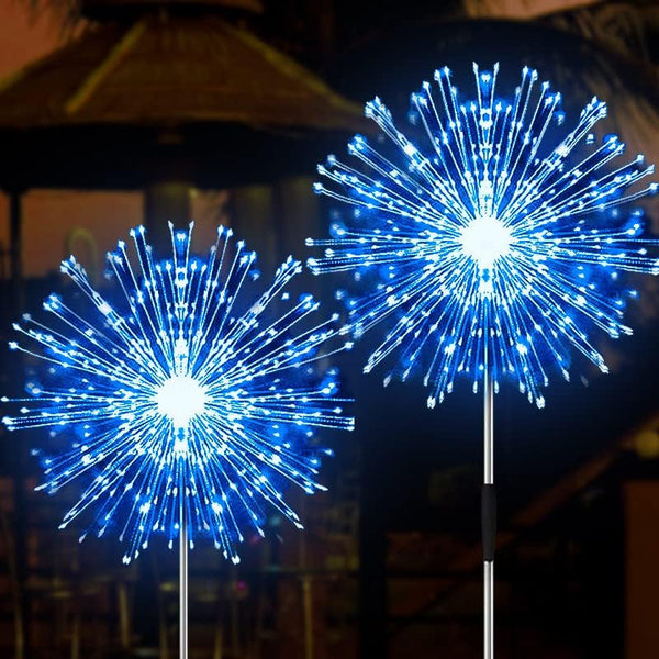 Solar Firework Lights, 2 Pack 120 Leds 2 Lighting Modes Solar Garden Lights Outdoor Waterproof for Yard Patio Walkway Pathway Party Wedding Christmas Decorative - Blue1