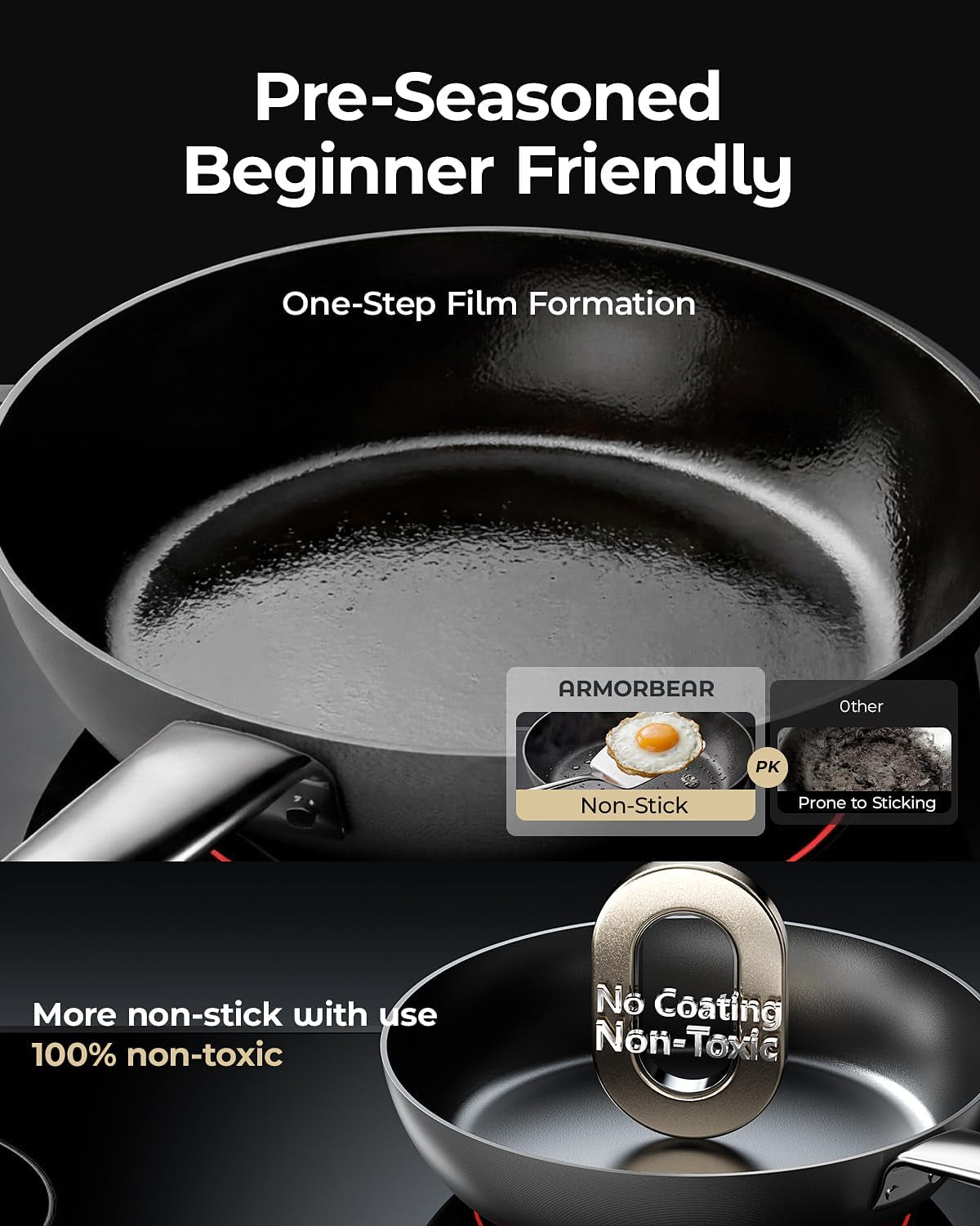 10-inch-anti-warp-carbon-steel-frying-pan-nitrided-skillet-pre-seasoned-works-on-all-cooktops-oven-safe-ideal-for-indoor-kitchen-daily-cooking-outdoor-camping-chefs