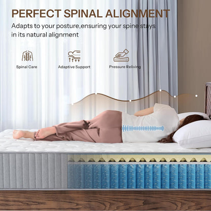 Serene 12 Inch Queen Hybrid Mattress, Premium Cooling Gel Memory Foam & Pocketed Coils for Spine Alignment & Pressure Relief, Medium Firm Feel, Fiberglass-Free, Certipur-Us Certified, Made in USA6