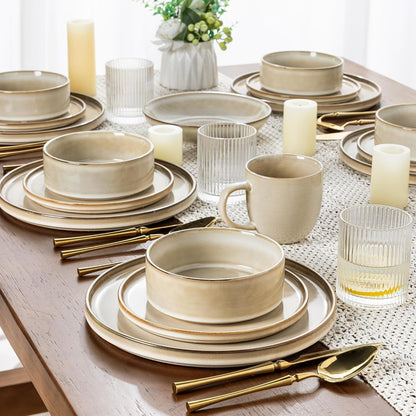 Stoneware Dinnerware Sets for 8,24 Piece Plates and Bowls Sets6