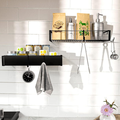 Shower Caddy, Adhesive Shower Organizer with Hooks, Shower Shelves for inside Shower, No Drilling Shower Rack Holder, Shower Storage for Bathroom, Kitchen Spice Rack-2 Pack Black2