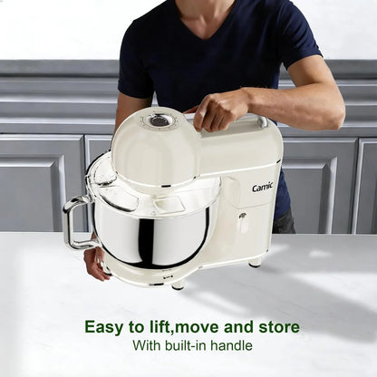 Electric Stand Mixer,7.45 QT,10 Speeds with Dough Hook,Whisk, Flat Beater Attachments, Splash Guard, Easy-Carry Top Handle,3-In-1 Kitchen Mixer for Baking Cakes Cookie Bread Salad (White)7
