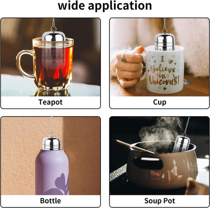 2PCS Fine Mesh Stainless Steel Tea Infusers with Chain Hook & Lid | for Loose Leaf Tea Steeping, Reusable, Rust Resistant, Fits Most Mugs & Cups, Easy to Clean7