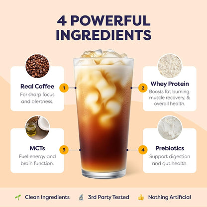 Protein Coffee for Cold Brew & Iced Coffee, Caramel Latte | 10G Whey Protein, 100% Natural Cold Brew, Zero Artificial Flavors & Sweeteners, 80Mg Caffeine, No Added Sugar5