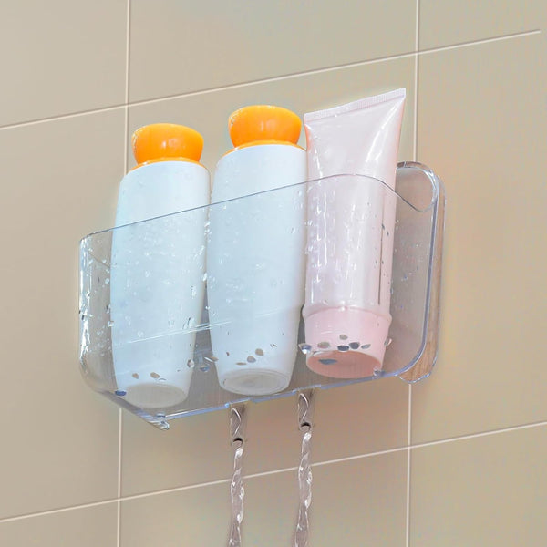 2-Pack Cabinet Door Organizer, Self Adhesive Bathroom Shelves, Clear2