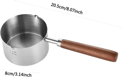 Stainless Steel Mini Sauce Pan,250Ml Small Pot with Pour Spout | for Melting Butter or Heating Milk.Pour Spout Design Ideal for Singles, Babies,And Coffee Lovers.2