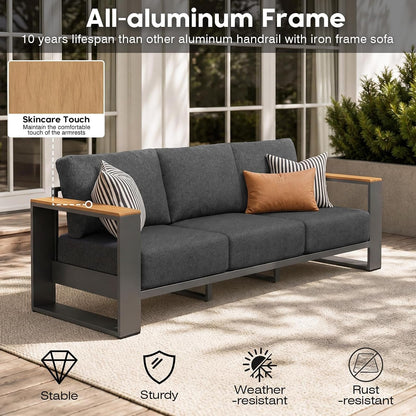 Patio Furniture Set for 7, ALL Aluminum Sofa, Thickened Cushions＆Frame3