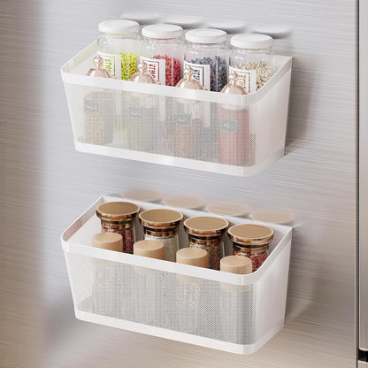 2Pcs Magnetic Spice Rack for Refrigerator, White Magnetic Shelves9