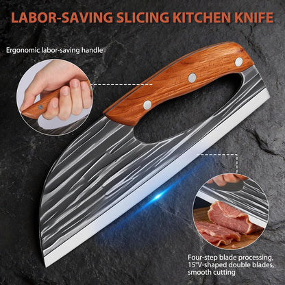 Cleaver Knife Set, 2 PCS Effort Saving Hand Forged Kitchen Knife3