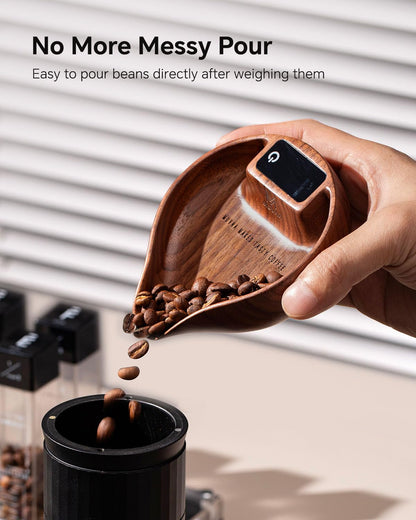 Walnut Coffee Bean Scale 20G/0.1G Precision with Spoon | Small & Easy Measuring/Dosing, LED Display for Kitchen Weighing, Espresso, Tea, Coffee Lover Gifts3