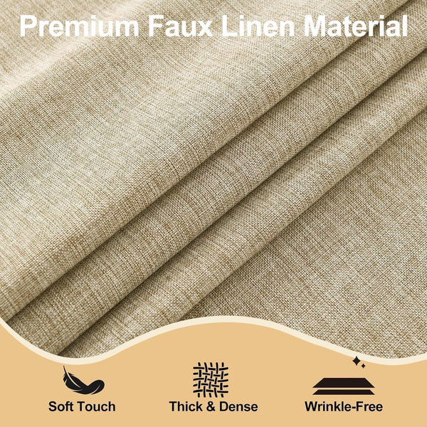 round Table Cloth Faux Linen Farmhouse Tablecloth Wrinkle and Stain Resistant Decorative Fabric Table Cover for Kitchen, Dining Room, Parties and Camping, Beige, 90 Inch Round4