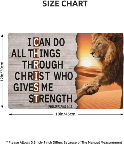 Christian Scriptures Placemats Set of 4 Christ Religious Table Mats Philippians 4：13 Place Mats for Party Kitchen Dining Room Holiday Decoration 12X18 Inch5