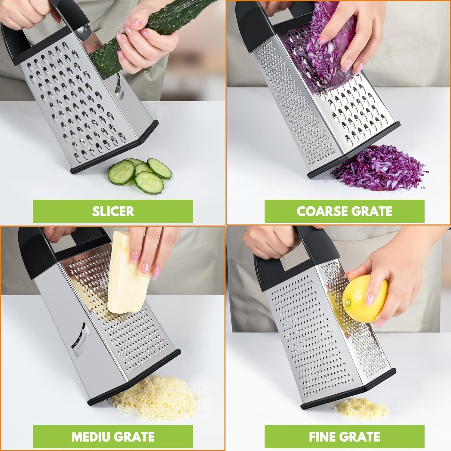 cheese-grater-with-container-box-grater-stainless-steel-kitchen-black-dishwasher-safe-4-sided-vegetable-shredder-zester-cheese-shredder-box-gratters-for-carrot-potato-parmesan-citrus-lemon-gift