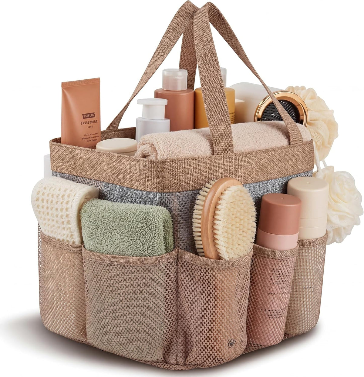 mesh-shower-caddy-for-college-dorm-double-handles-ochre
