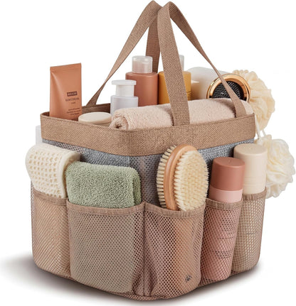 Mesh Shower Caddy for College Dorm, Double Handles, Ochre1