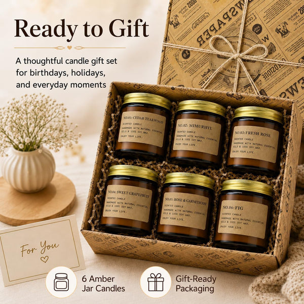 6 Pack Candles for Home Scented Aromatherapy Candle Gift Set for Women Soy Wax Long Lasting Amber Jar Candles Gift for Birthday Mother'S Thanksgiving Day Present3