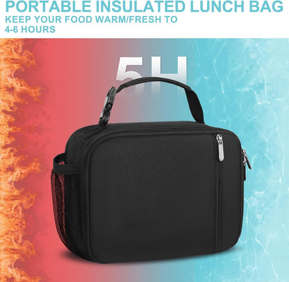 Lunch Box Kids Insulated Lunch Bag for Boys & Girls Durable Children Lunchbox for School with Water Bottle Holder-Black4