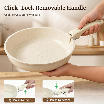 21Pcs Nonstick Pots and Pans Set with Detachable Handles, Oven Safe | Stackable Granite Cookware Set for Rvs, Camping, Induction Compatible, Non-Toxic Pfoa/Pfos-Free7
