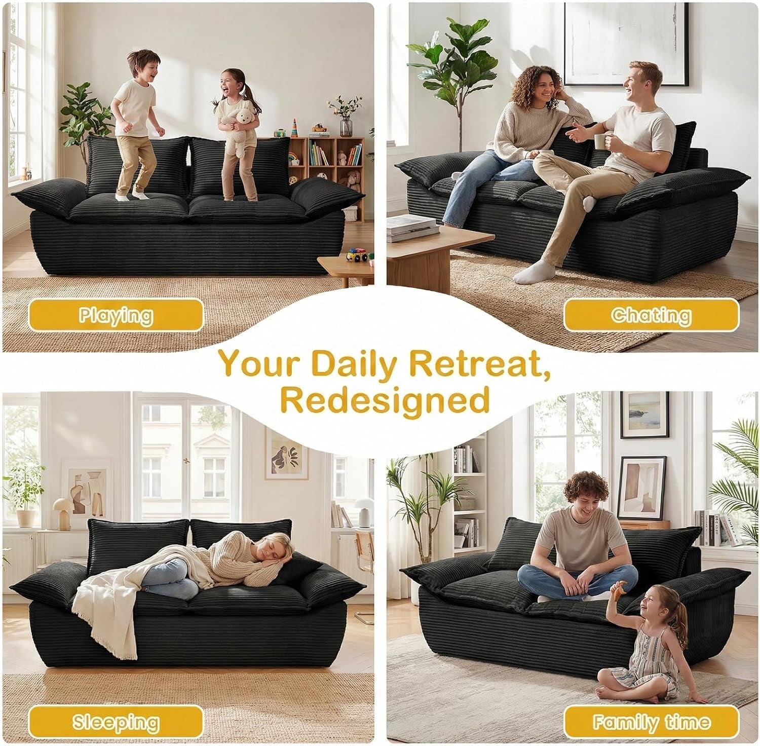 56-boneless-loveseat-sofa-2-seater-black-boneless-sofa-with-removable-cushions-2-pillows-small-couch-boneless-compress-foam-sofa-for-living-room-apartments-office