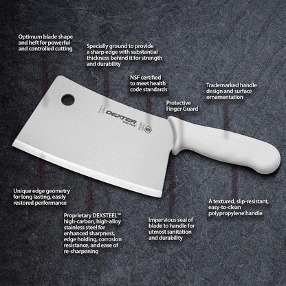 7” Stainless Meat Cleaver – S5387PCP, High-Carbon Steel Blade, Textured Slip-Resistant Handle, NSF Certified – Heavy-Duty Cleaver for Butchering, BBQ, and Kitchen Prep – Made in the USA5