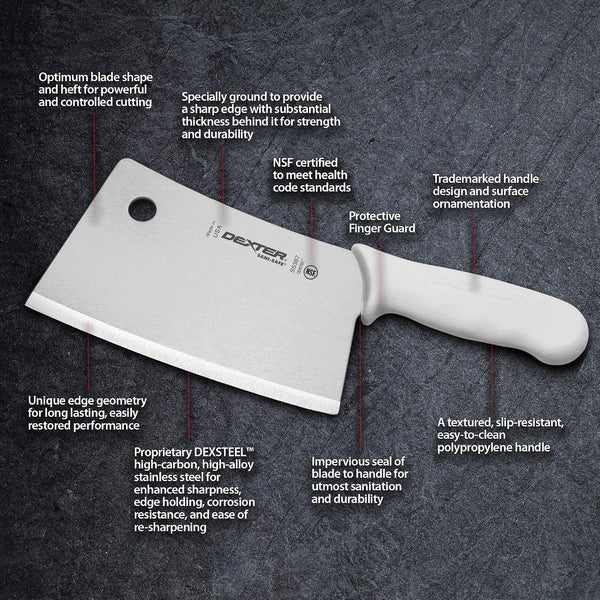 7” Stainless Meat Cleaver – S5387PCP, High-Carbon Steel Blade, Textured Slip-Resistant Handle, NSF Certified – Heavy-Duty Cleaver for Butchering, BBQ, and Kitchen Prep – Made in the USA5