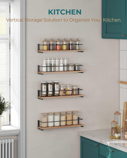 Wooden Spice Rack Wall Mounted, over the Stove, Kitchen Wall, 2 Pack3