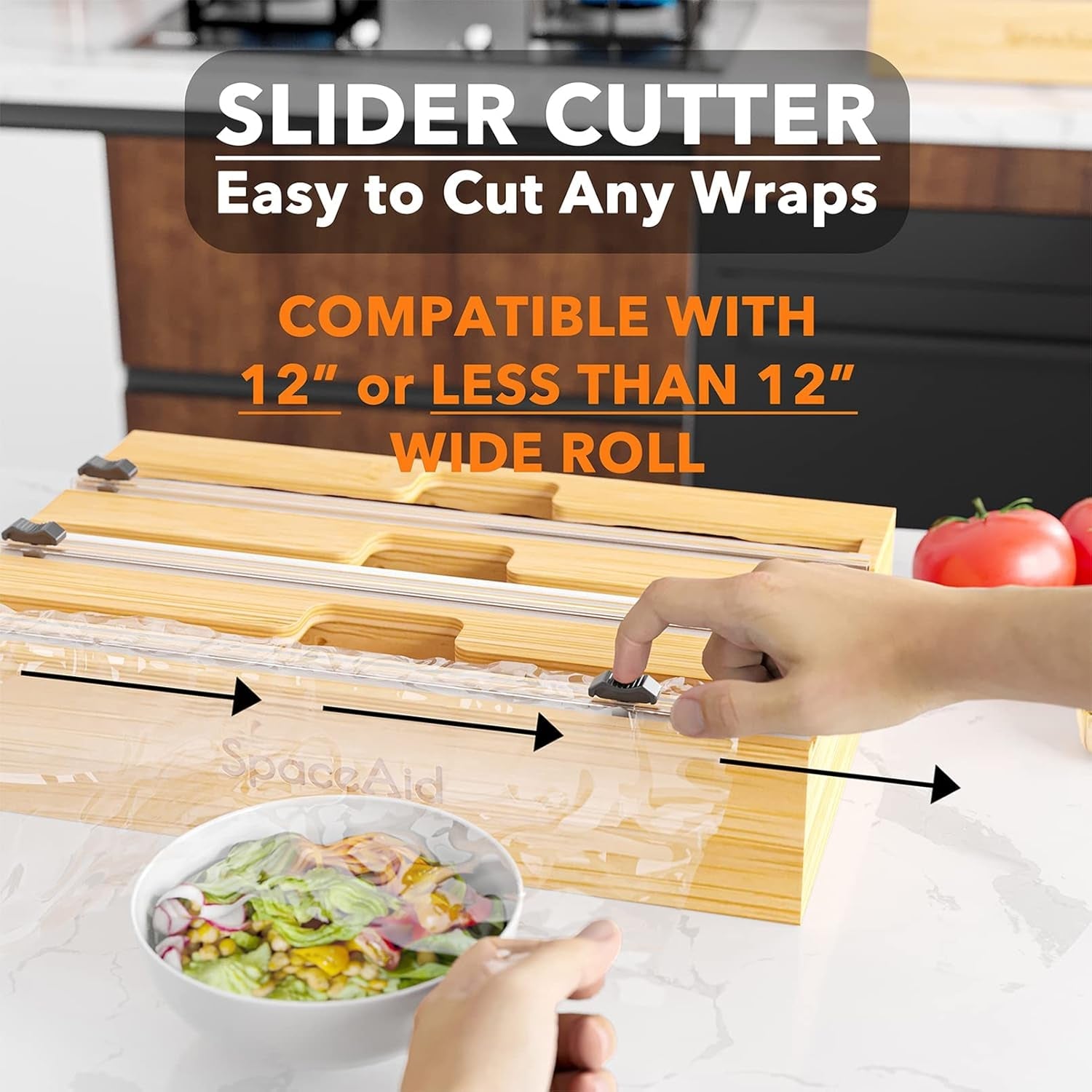 wrapneat-3-in-1-wrap-organizer-with-cutter-and-labels-plastic-wrap-aluminum-foil-and-wax-bamboo-dispenser-for-kitchen-storage-organization-holder-for-12-roll-natural