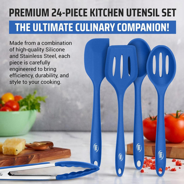 Silicone Kitchen Utensils Set 24 Pcs Cooking Utensils Set - Can Opener, Masher, Turner, Spatula 446°F Heat Resistant Non-Stick - Premium Silicone and Stainless Steel Utensil Set3
