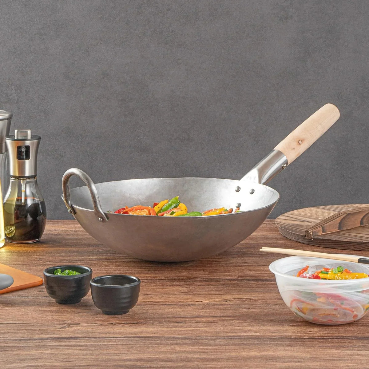 carbon-steel-wok-1-pack-of-12-inch-heavy-duty-stir-fry-pan-silver-hand-hammered-wok-efficient-maneuvering-steel-helper-handle-uniform-heat-distribution-asian-cooking