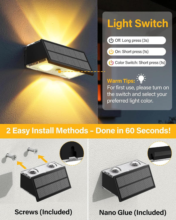 Solar Fence Lights Outdoor, 10 Pack Fence Solar Lights Waterproof7
