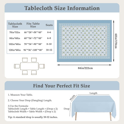 Waterproof Tablecloth Floral Table Cloth Spill Proof Rectangle Tablecloths for Dining Room, Wipeable Fabric Table Cover for Kitchen6