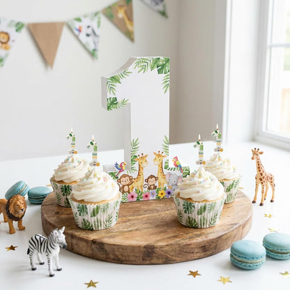 Wild Animal Number 1 Candle – Jungle Safari Theme Cake Topper for Boys & Girls First Birthday Decorations,Wild One Birthday Decorations Party Supplies7