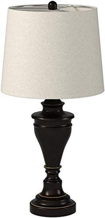 Signature Design by Ashley Table Lamp Set of 2, Dark Bronze | Fabric Hardback Shade, 28.5 Inches Tall, Traditional Double Pillar Base, 3-Way Switch, Living Room Use, Darlita Series7