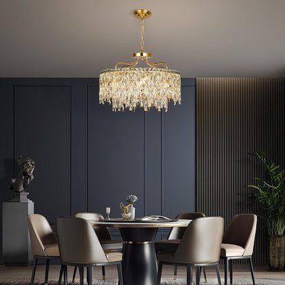 24" 8 Lights Gold Crystal Chandeliers for Dining Room Light Fixture2