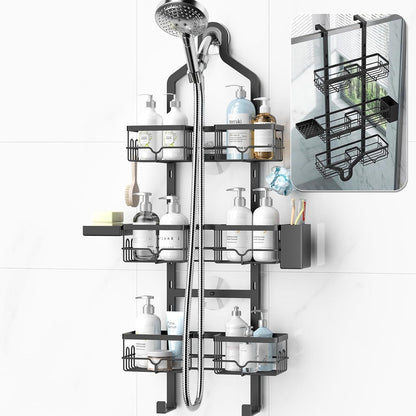 Shower Caddy Hanging, 3-Tier Hanging Shower Caddy over Showerhead & Door1