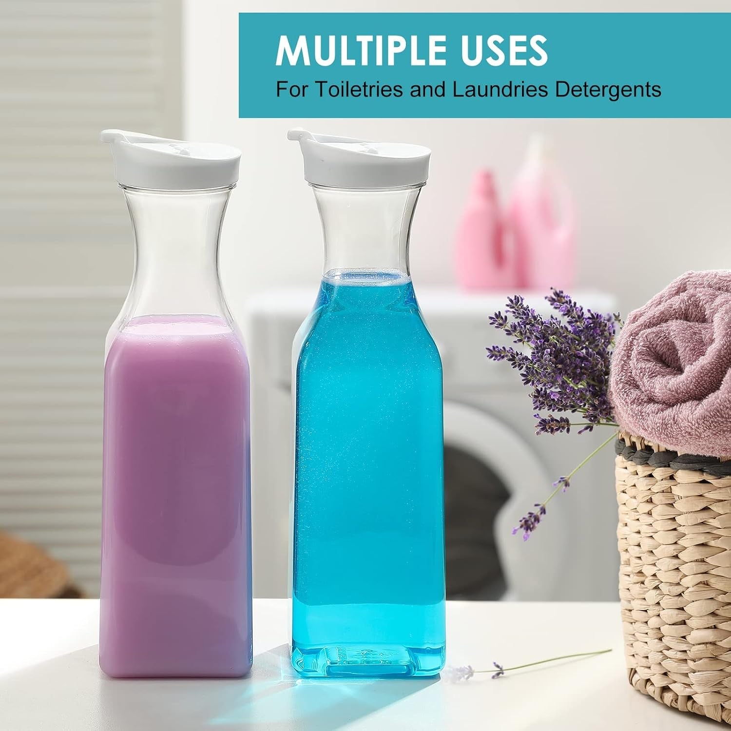 plastic-50-oz-water-carafe-with-flip-top-lid-set-of-2-square-base-juice-containers-clear-plastic-pitcher-for-water-iced-tea-juice-beverage-cold-brew-and-mimosa-bar-hand-wash-only