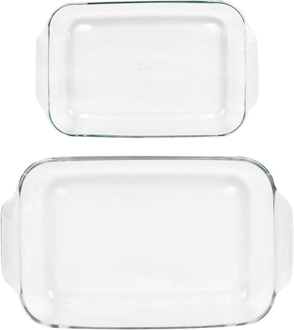 233 (3Qt) and 232 (2Qt) Clear Glass Baking Dishes - Made in USA | Clear Glass | Oven, Microwave & Dishwasher Safe | Ideal for Casseroles, Desserts & Meal Prep | Nesting Design2