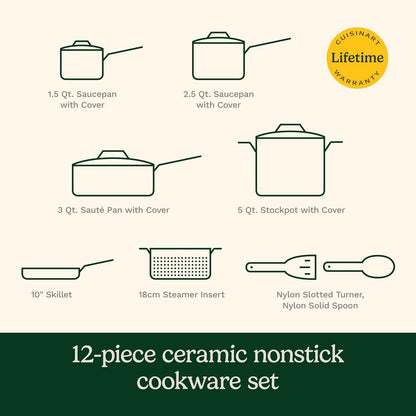 , 12-Piece Classic Ceramic Nonstick Set, 35C-12BK8