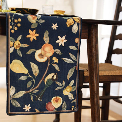 Designer Vintage Linen Long Table Runner,102"X12"-Deweya Blue9