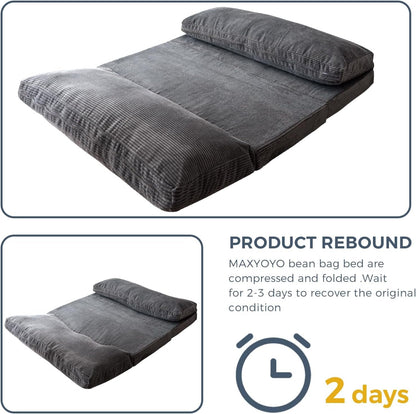 Folding Sofa Bed, Extra Thick and Long Floor Sofa Convertible Chair with Washable Cover, Floor Couch Lounge Bean Bag Bed for Living Room, Dark Grey, 54X91 Inch5